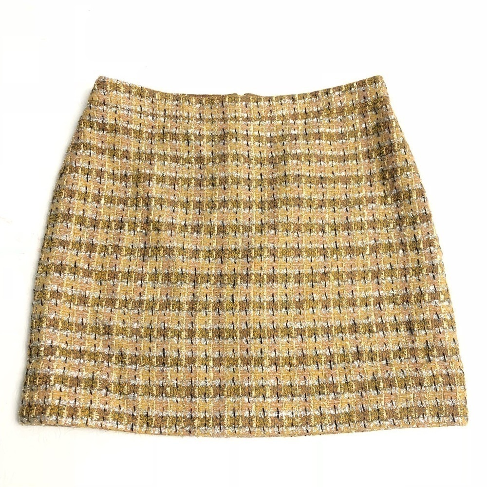 J.Crew Camel Brown, Metallic Thread Straight Skirt